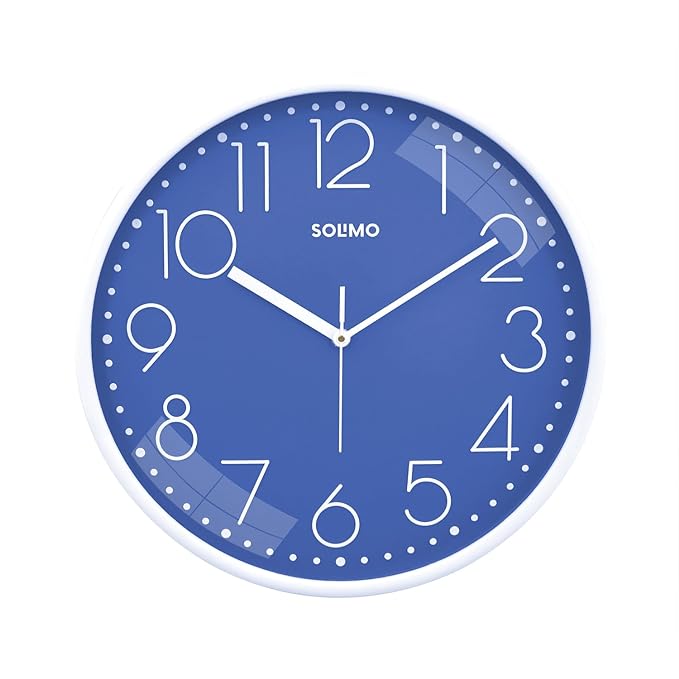 Amazon Brand - Solimo Wall Clock, Quartz Movement, Silent Sweep, Modern Embossed, Easy-to-Read Time Indicator (30 cm x 30 cm, Turquoise Blue)