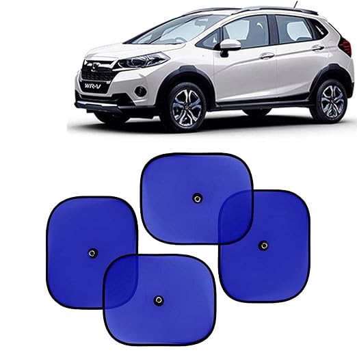 [Size: Honda WRV (2017 - 2019)] - KINGSWAY Car Window Curtain Sticky Sun Shades Compatible with Honda WRV, (Year 2017-2019), Universal Fit Sunshades for Side Window, Rear Window, Blue Color, 4 Pieces