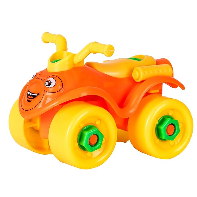 Toypoint DIY Toys | Kids STEM DIY Toys with 1 Screwdriver Tool | Building Toy - Quad Bike | Birthday Gift for Kids, Boys, Girls - Orange