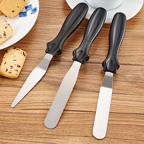 Leawall Cake Palette Knife | Steel Icing Spatula| Cake Knife | Cream Icing Frosting Spatula | Baking Kitchen Pastry Cake Decoration Tool (3 Pieces Set)