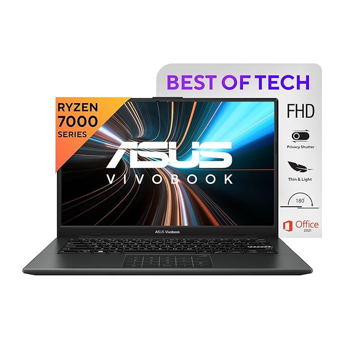 ASUS Vivobook Go 14, Thin and Light Laptop, AMD Ryzen 3 7320U, 14" (35.56 cm) FHD, (8 GB RAM/512GB SSD/Windows 11/Office 2021/42WHr /Black/1.38 kg), E1404FA-NK325WS
