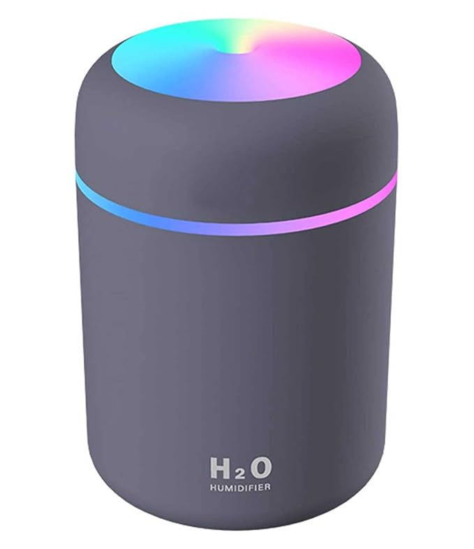 [Apply Coupon] - SELLER ZONE Humidifiers With Colorful Light For Room, Bedroom, Office, Car (Gray), 300 Ml