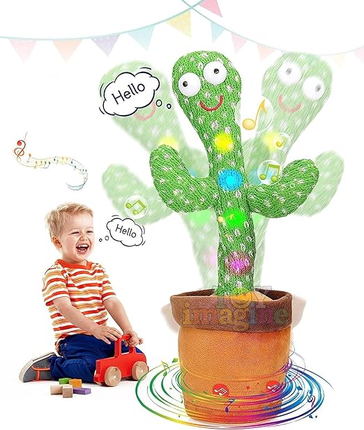 Toy Imagine Rechargeable Talking Cactus Toy for Kids - Musical Dancing, Speaking Cactus Toy for Babies  -  Educational Talking Toy for Baby Boys & Girls (0-3 Years)  -  Speaking, Repeating for Toddlers