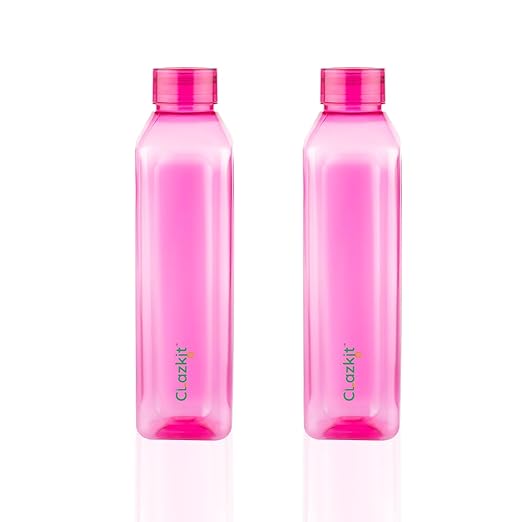 Clazkit Venice Plastic Water Bottle Pack of 2, Cherry Red -1 Litre