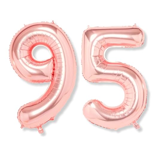 [Size: 95] - Flyloons 95 number Rose Gold Foil Balloon 16 inch Size Birthday Decoration Items Pack of 2 | 95th Year Balloons | Ninety Five