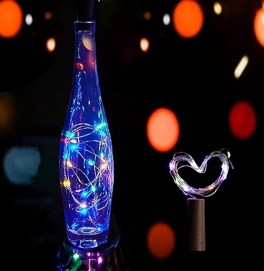 [Apply Coupon] - Kuber Industries Wine Bottle String Lights | 20 LED Bottle Cork Copper Wire String Lights | Wine Bottle Lights for Home Decoartion | Battery Powered | Multi