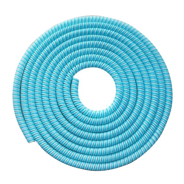 GLV Full Size 1.4 Meter (Pack of 1) Spiral Cable Protector Suitable for All iPhone/Android Mobile Charging Cables (Light Blue)