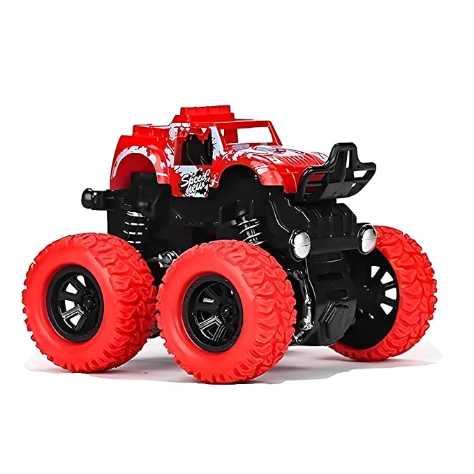 GRAPHENE 4WD Friction Powered Monster Truck Toy Push & Go Off-Road Car for Kids Amazing 360° Stunts All-Terrain Grip Vibrant Colors for Boys Girls Birthday Christmas Fun Play