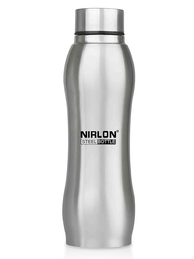 NIRLON Ozone Single Wall Stainless Steel Water Bottle 750ml, Water Bottles For Fridge, School,Gym,Home,office,Boys, Girls, Kids, Leak Proof(SILVER COLOUR|SET OF 1)