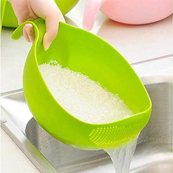 T TOPLINE Water Strainer or Washer Bowl for Rice Vegetable & Fruits (Rice Bowl, Pack of 1, Multicolor, Plastic)