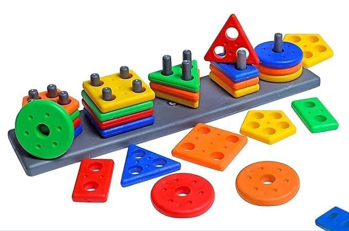 Wirescorts Angle Geometric Plastic Blocks, Sorting & Stacking Toys for Toddlers and Kids Preschool, Color Stacker Shape Sorter Gift Educational Learning Toy for 1 2 3 Years Boys and Girls, Multicolor