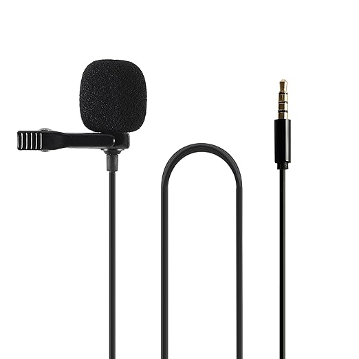 amazon basics Lavalier Auxiliary Omnidirectional Microphone | 3.5mm Jack | 78-Inch Chord (Black)