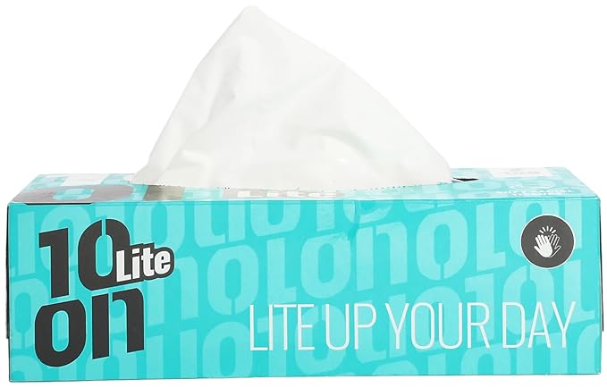 10on Lite Soft Facial Tissue Box (M), 2 Ply Napkins, 100 Pulls