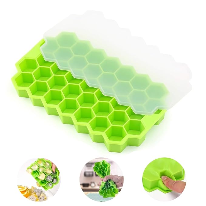 AADHIK Silicone Flexible Ice Cube Tray | Shape Honeycomb for Chocolate Cake Maker Mould | Chilled Drinks | Reusable Ice Cube Trays Multicolor (Pack of - 1)