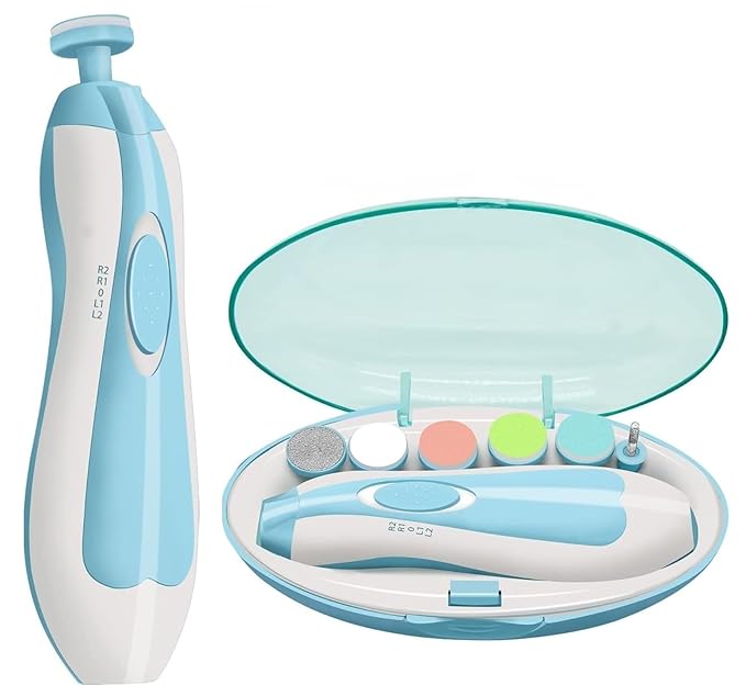 Kmils Electric Nail Trimmer For Baby, Baby Nail Trimmer, Baby Nail Cutter, Nail Trimmer For New Born Baby, Kids Nail Cutter With Light (Multi Colour), 1 Set