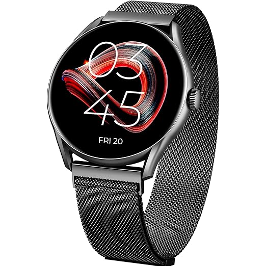beatXP Vega Smart Watch with 1.43" Super AMOLED Display, One-Tap Bluetooth Calling, 466 * 466px, 1000 Nits, 60Hz Refresh Rate, 100+ Sports Modes, 24/7 Health Monitoring, IP68 (Black Metal Magnetic)