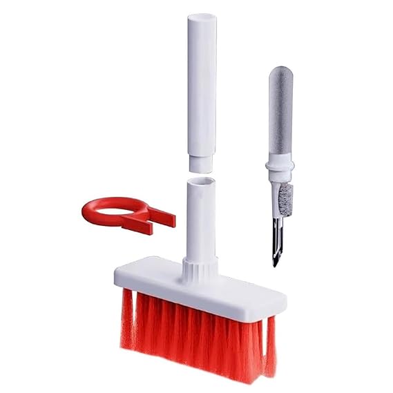 GLUN® Keyboard Cleaning Brush 5-in-1 Multi-Function Computer and Earphone Cleaning Tools Kit (Keyboard Brush, TWS Cleaner, Key Puller, Metal Pen Tip, High Density Brush) (Bush Mix)