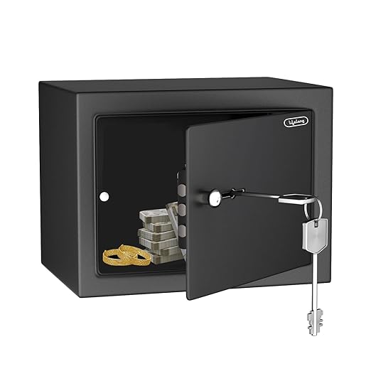 Lifelong 8.6L Home Safe Locker with Key | Security Box for Home & Office | Strong Metal Safe - 5 mm Thick Door | Personal Locker for Cash, Jewellry & Documents (LLHSM01, Black)