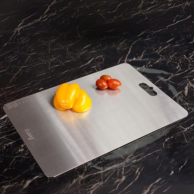 Clazkit Stainless Steel Chopping Board Vegetable,Fruit Cutting, Kneeding, Cake Prep, Heavy Duty Chopping-Board (Size 31.8CM X 21CM)