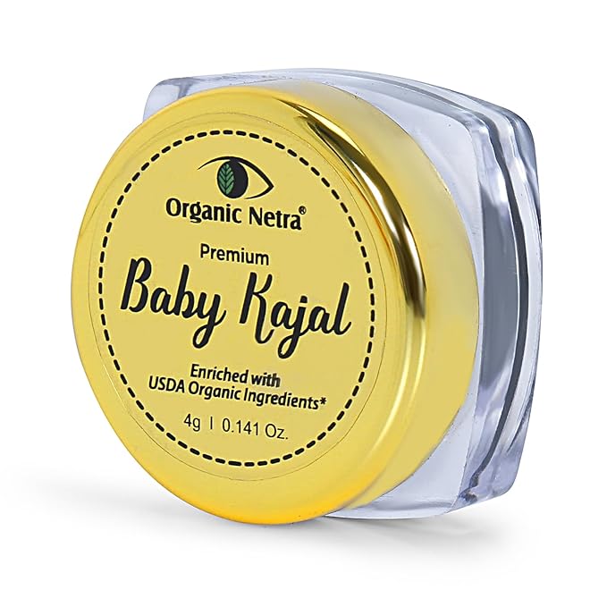 [Apply Coupon] - Organic Netra Baby Kajal Water Resistant, Smudgeproof, Longlasting For Normal Skin Type Enriched With Natural & Organic Ingredients With No Harmful Chemicals, Matte Finish, 4g