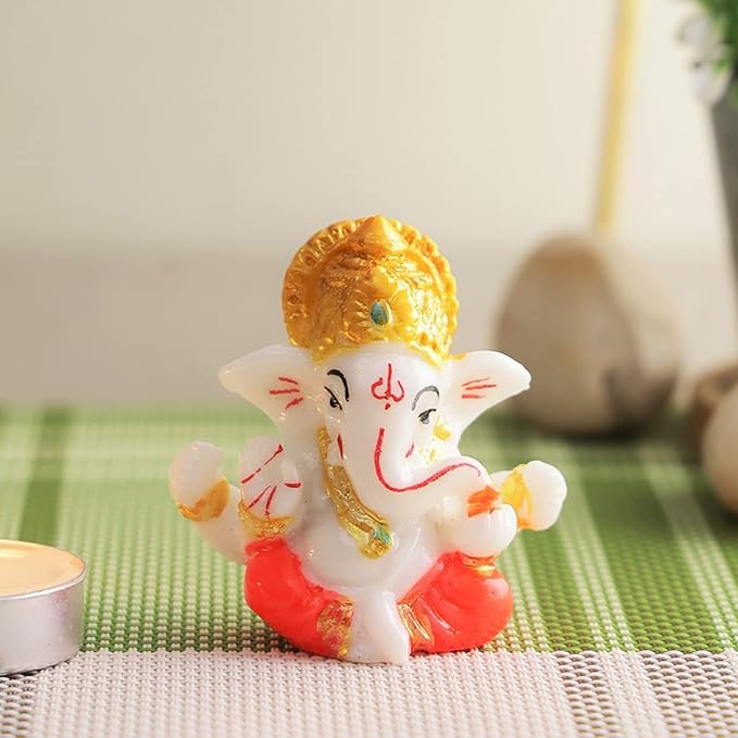 CraftVatika Lord Ganesha Idol for Home Decor, Car Dashboard, Ganesh Murti Showpiece Gift - Diwali Decoration Items for Home Decor- Diwali Gift