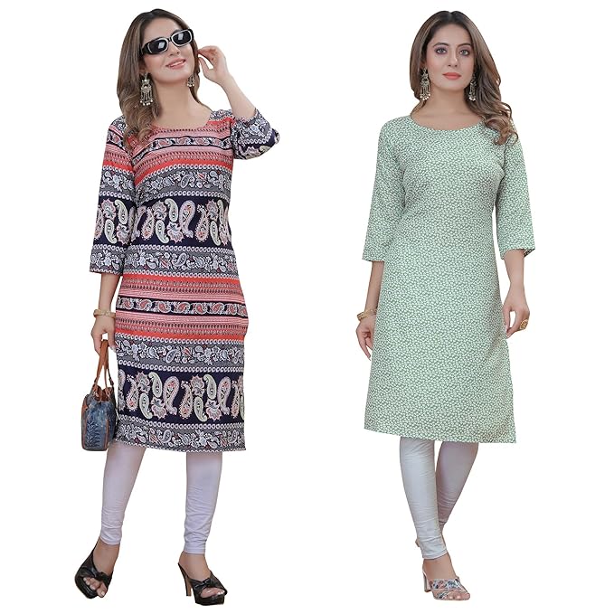 Women's Multicolor Crepe Kurta||Pack of 2 Kurta||Kurta for Women