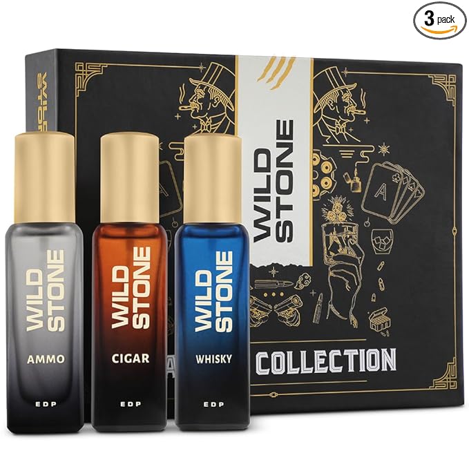 [Apply Coupon] - Wild Stone Perfume Gift Set of Cigar,Ammo and Whisky Perfume for Men, Pack of 3 (20ml each) | Gift Set for Men | Premium Long Lasting Perfume