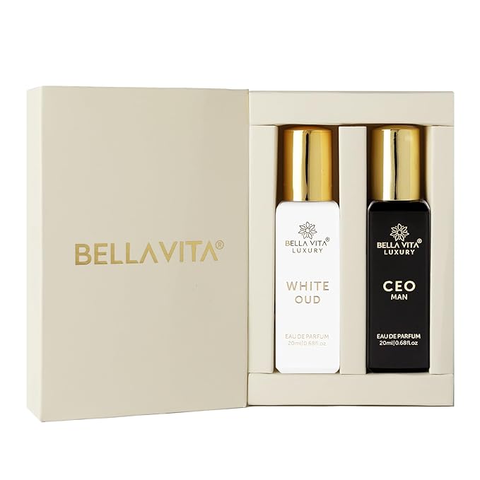 Bella Vita Luxury CEO Man & White Oud Unisex Perfume Combo with Tonka, Agarwood & Orange | Woody Long Lasting EDP Fragrance Scent, Pack of 2, 20 ml Each