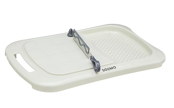 Amazon Brand - Solimo 2-in-1 Wash & Cut Chopping Board with Two-Sided Stainless Steel Blades | Vegetable Cutting Board | 100% Food Safe | Bpa Free, Off White