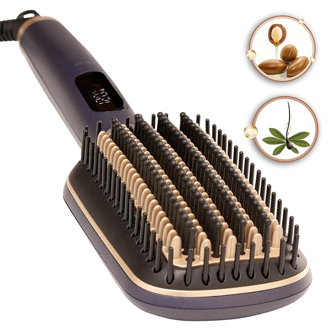 VEGA Litstyle L1 Hair Straightener Brush For Women With Duocare Technology, Ceramic Coated Bristles, Smart Memory Function, Quick Heat-Up, (Vhsb-06), Blue