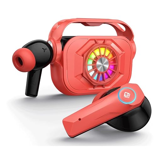 Cosmic Byte CosmoBuds X50 True Wireless Earbuds (TWS), BT 5.3, 40ms Latency GOD Mode", Music Mode, RGB, 40Hrs, ENC, DNS Quad Mics, IPX5, Voice Assistant (Red)