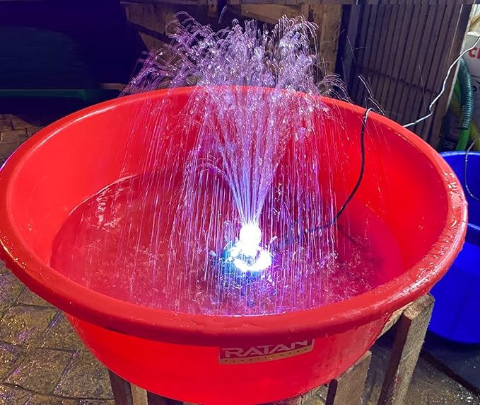 FLOJOY Plastic Asian Pumps & Machineries 7W Small Fountain Pump With Blossom/Shower Nozzle 15 Leds With Adjustable Flow (Blossom Height 1-1.4 Feet) 220V
