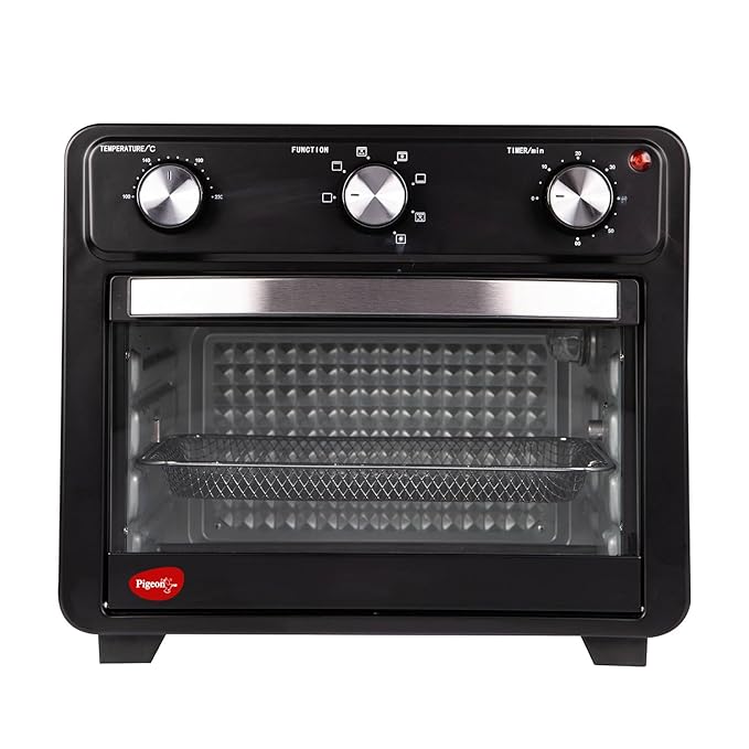 Pigeon By Stovekraft Air Fryer Oven 25 liter | 2-In-1 Appliance (Otg + Airfryer) | 1400 Watts | Air Fry, Bake, Broil, Toast, Defrost (Black) | Without Rotisserie