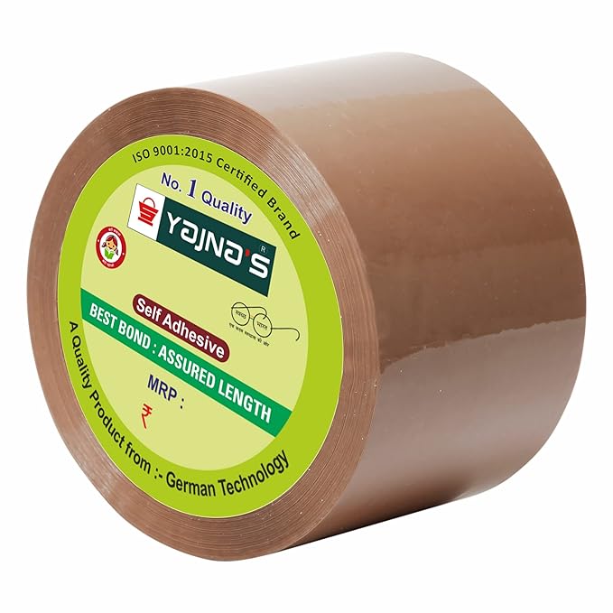 YAJNAS 48mm x 50 Meters, Pack of 1, Brown BOPP Tape Self Adhesive High-Strength Packing Tape Rolls, Packaging Tape | Cello Tape | e Commerce Packaging Tape for Home, Office use & Box Packaging