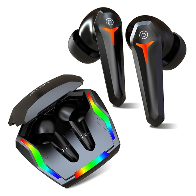 pTron Newly Launched Bassbuds Turbo TWS Earbuds, 40ms Gaming Low Latency, TruTalk AI-ENC Calls, Deep Bass, 45Hrs Playtime, HD Mic, in-Ear Bluetooth 5.3 Headphones, Type-C Fast Charging & IPX5 (Black)