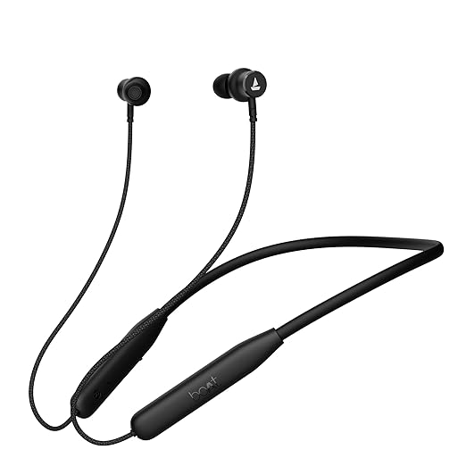 boAt Rockerz 110/Rockerz 109 Wireless Neckband with Up to 60 hrs Playtime, Dual Device Pairing, ENx Tech, Beast Mode, ASAP Charging, BTv5.3,IPX5,Type-C Interface & Magnetic Power Buds(Active Black)