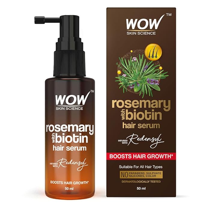 [Apply Coupon] - WOW Skin Science Rosemary & Biotin Hair Serum | Strengthens Weak Hair | Adds Volume | Revitalizes Hair | 50ml