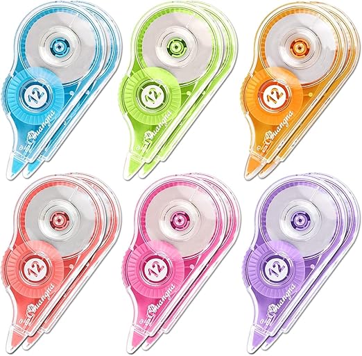 ECLET Correction Tape - Pack of 2 Pcs Correction Taper X 5 MM, for Journal, Correction Pen, Whitener for Correction, Stationary Items, Corre 12 Metection Pen Tape (Any 2 Random Color sent) D