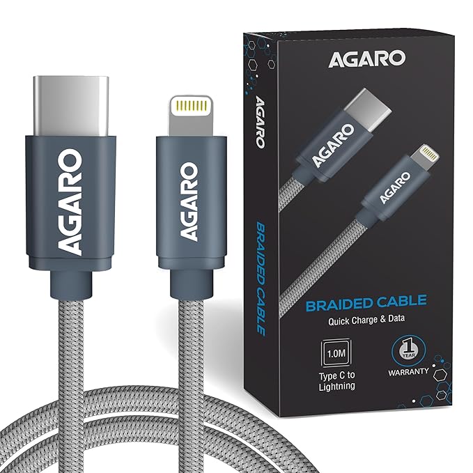 AGARO Blaze Type C to Lightning Nylon Braided cable 1M