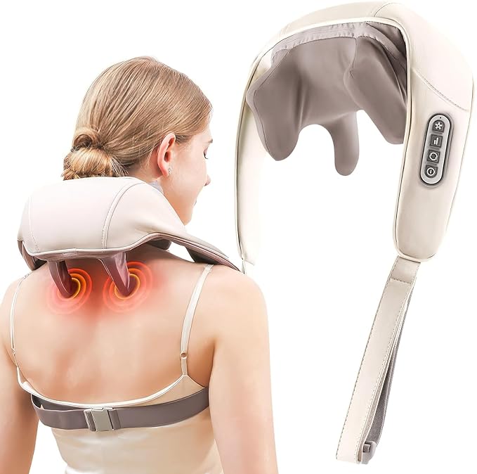 Clefairy Massagers for Neck and Shoulder with Heat, Neck Massager, Shiatsu Neck and Back Massager with Heat Electric Shoulder Massagers, Deep 5D Kneading Simulated Manual Massage