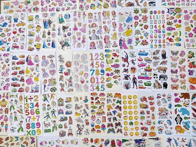 ECLET Different Cartoon Puffy 3D Cute Stickers for Craft and Project (10 Different Sticker)