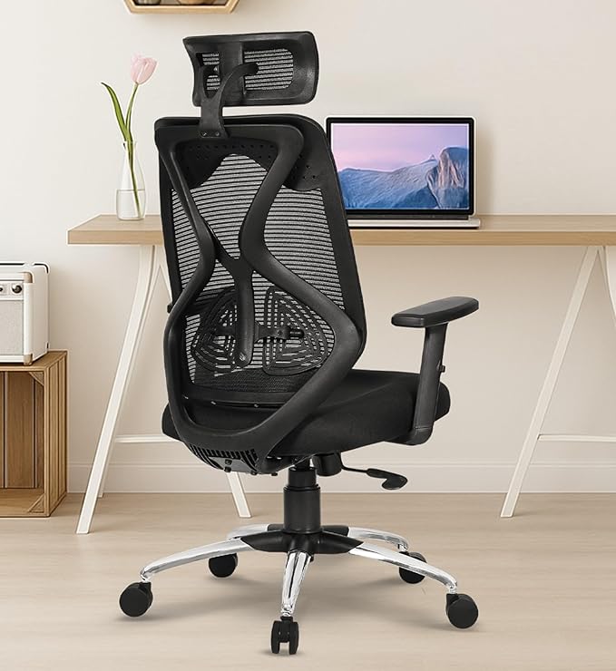 [Apply Coupon] - Da URBAN® Merlion Office Chair,High Back Mesh Ergonomic Home Office Desk Chair with 3 Years Warranty, Adjustable Armrests,Adjustable Lumbar Support,Tilt Lock Mechanism (Black)