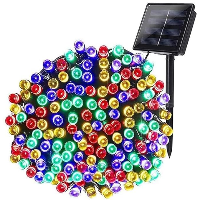 GIGAWATTS 100 LED Solar Fairy String Light 10m Copper Wire Flowers Pot Diwali & Festival Decoration Lighting for Balcony Lawn Outdoor Indoor Backyards Pathways (Multicolour)