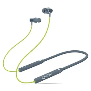pTron Tangentbeat in-Ear Bluetooth 5.0 Wireless Headphones, Deep Bass, 18H Playtime, Clear Calls, Dual Device Pairing Wireless Neckband, Fast Type-C Charging, Voice Assistant & IPX4 (Green/Grey)