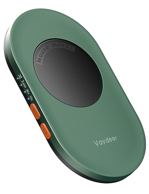 VAYDEER Ultra Slim Mouse Mover, Air 3 Mouse Jiggler with Adjustable Interval Timer, Undetectable & Noiseless, Simulates Realistic Movement, Driver-Free Shaker for Keeping The PC Active (Dark Green)