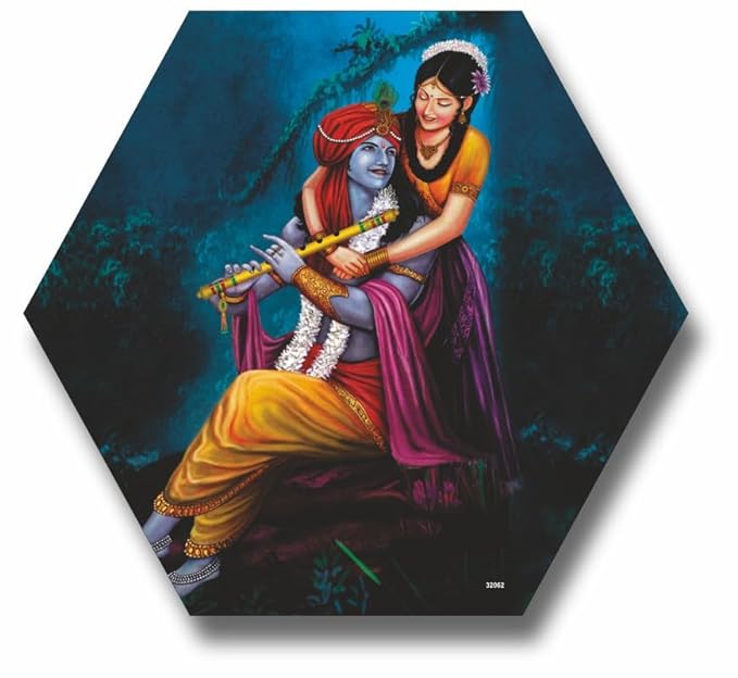 SAF Radha krishna modern art UV Textured MDF Hexagon Painting MOQ-HX32062