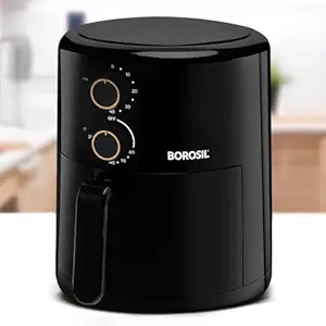 Borosil Best 3.5 L Air Fryer | 4 in 1 Function with QuickFry Technology, Auto Off Function | Air Fryer for Bake, Grill, Roast, Reheat etc. | 90% Less Oil | 2 Year Warranty | Black