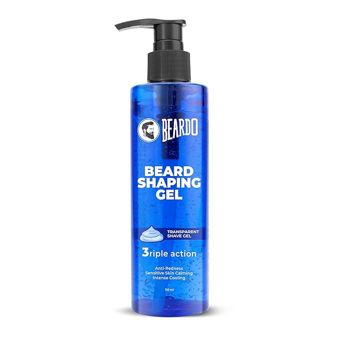 [Apply Coupon] - Beardo Beard Shaving Gel, 110ml | 3riple Action Transparent Shaving Gel for Men | Shaving gel with Anti-Redness, Calming, Intense Cooling | Suitable for Sensitive Skin