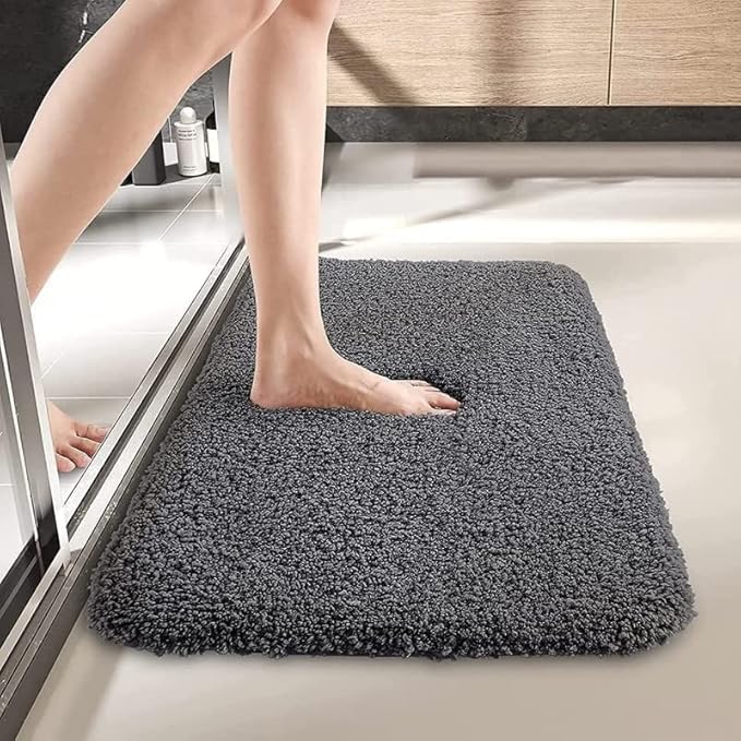 BARBET Premium Microfiber Super Soft Door mats for Living Room Kitchen Bathroom Balcony Entryways 16X24 Inches, 1 Pcs, Grey Sr. 347