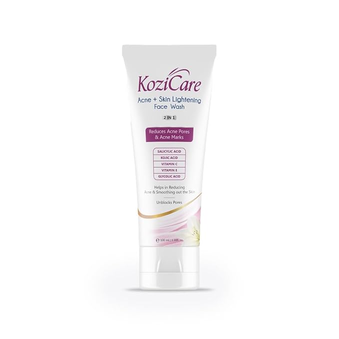 Kozicare Kojic Acid Face Wash | Acno Fight Face Wash & 2% Salicylic Acid Face Wash | Face Wash for Glowing Skin | Reducing Acne & Smoothing Skin | Face Wash for Women & Men - 100 Ml